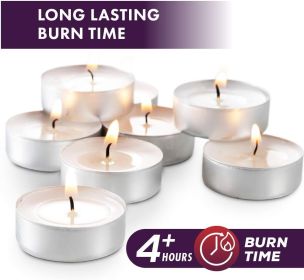 Unscented Tea Light Candles 45 Pack | 4 Hours, White, Smokeless, Dripless Small Votive Paraffin Tealights | Long-Lasting for Home, Shabbat, Weddi