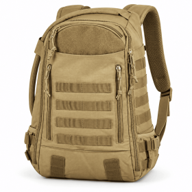 Tactical Backpack with Modular Webbing, Multi-Compartment Outdoor Daypack (Color: Tan)